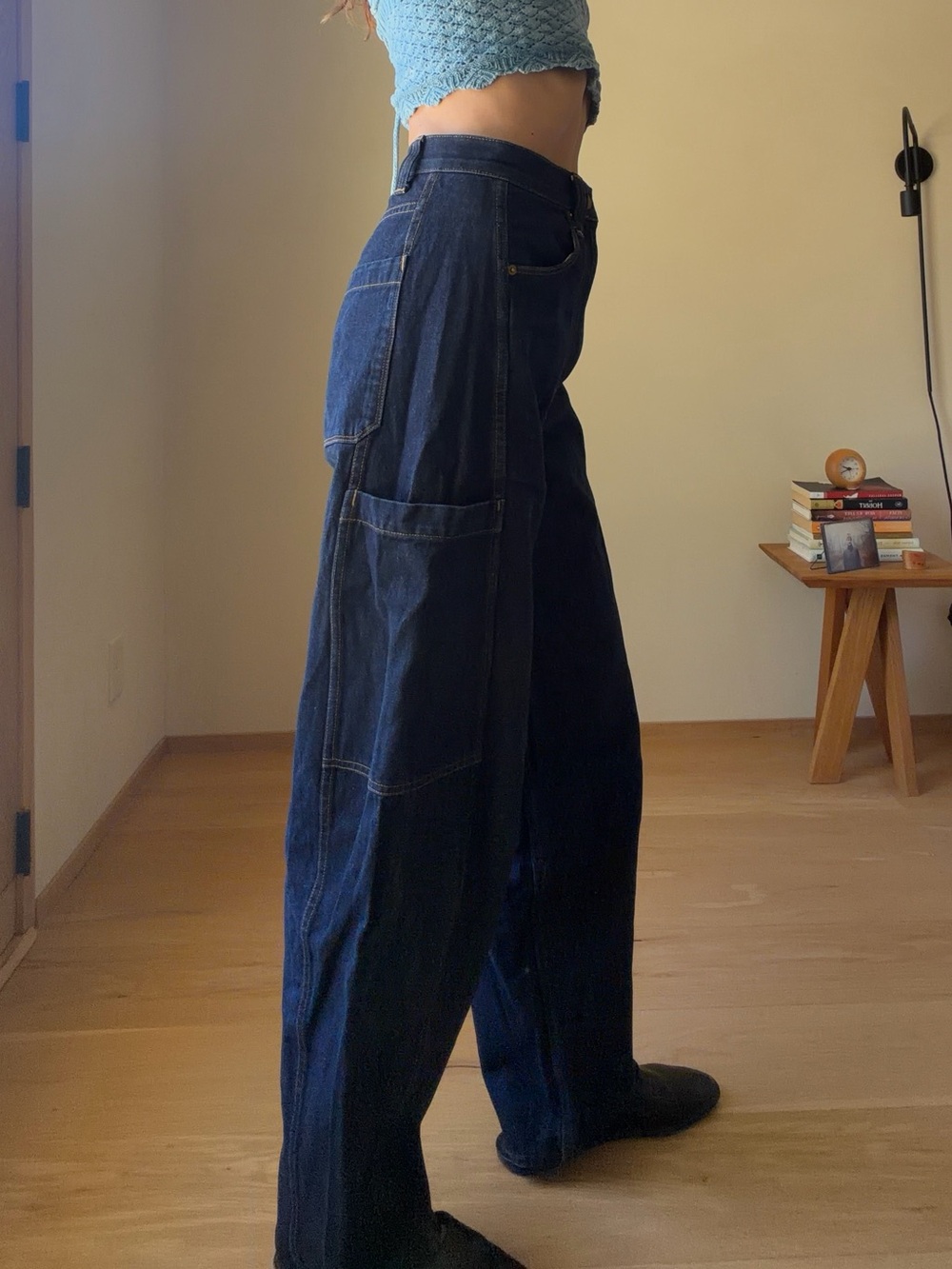 High-Rise Wide Leg Dark Blue Jeans - Classic Flare - Picture 6 of 11